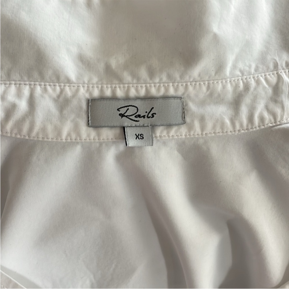 Rails Alister oversized Shirt. Size Xs. Color white .puffy embroidered sleeves - Picture 7 of 8